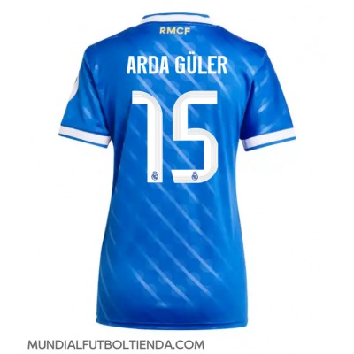 Camiseta Real Madrid Arda Guler #15 Tercera Equipación Replica 2025-26 para mujer mangas cortas Camiseta Real Madrid Arda Guler #15 Tercera Equipación Replica 2025-26 para mujer mangas cortas